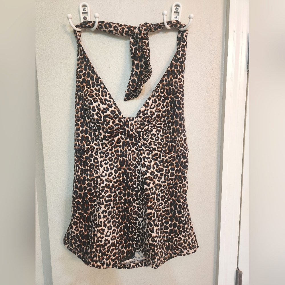 Collectif Dolly Leopard halter top NWT size S uk brand